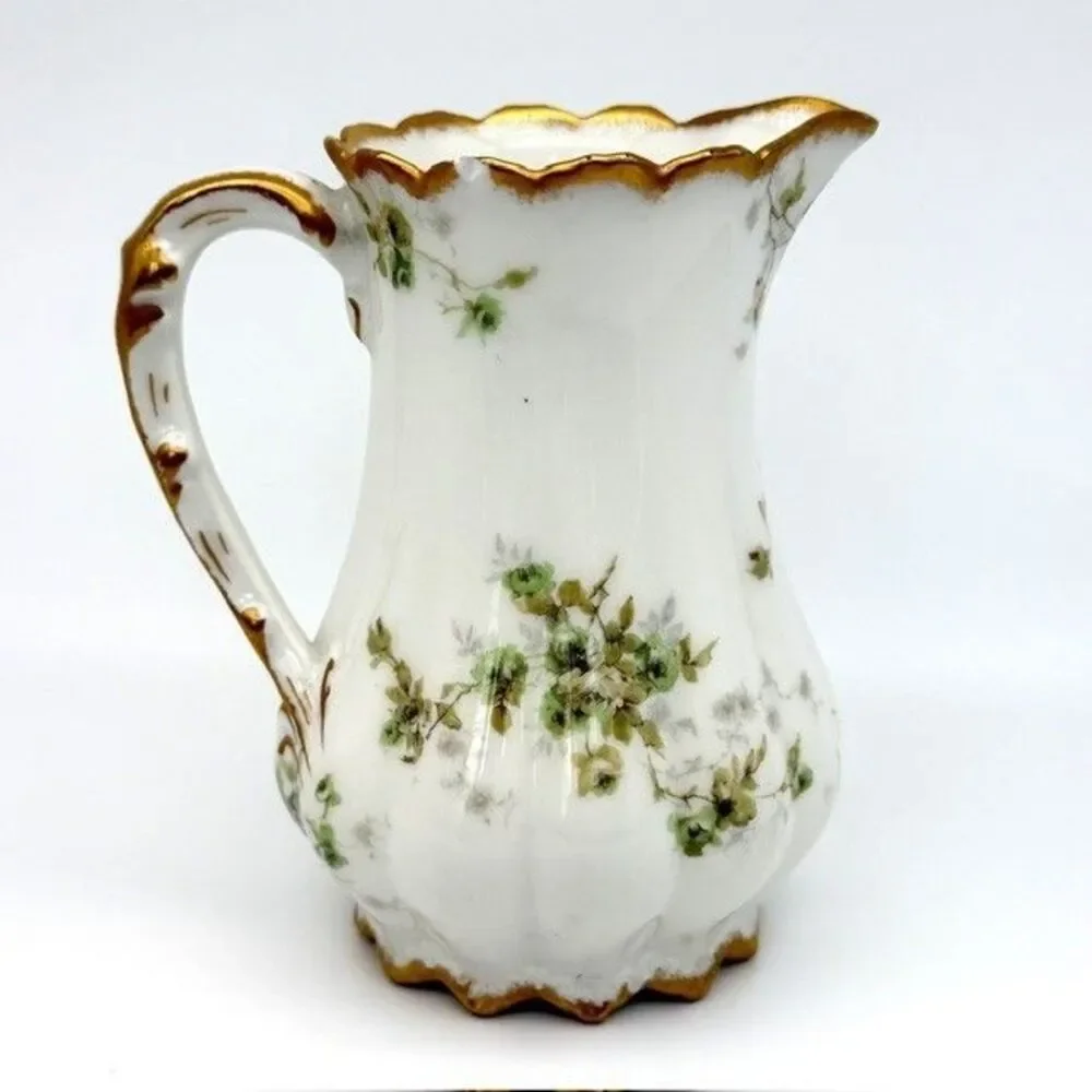 Theodore Haviland Limoges France Schleiger 150B Creamer Green Roses Gold Trim 5